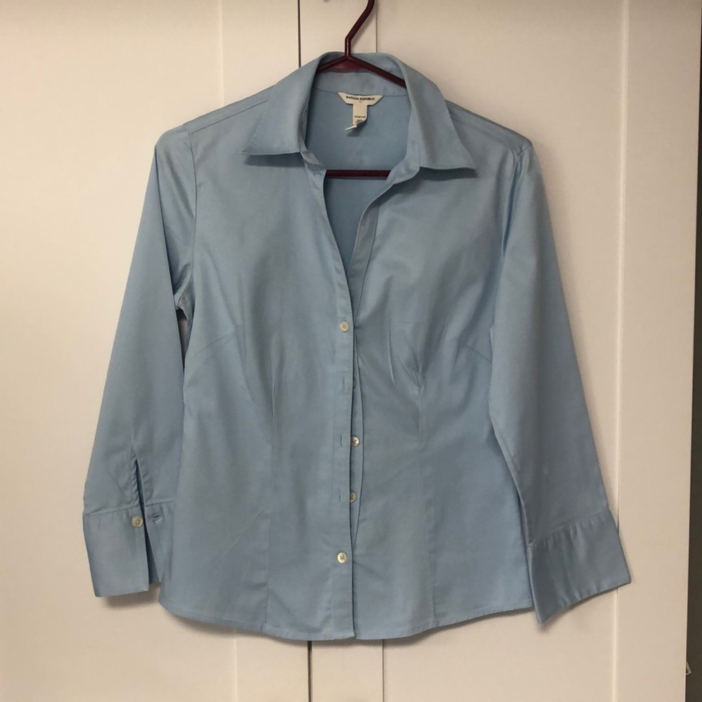 Banana republic ladies stretch dress baby blue shirt